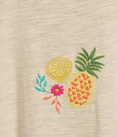 Democracy Embroidered Fruit Crew Neck Short Sleeve Boy Tee Top