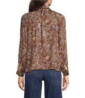 Democracy Floral Woven Pont Collar Long Sleeve Crochet Inset Detail Shirt