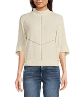 Democracy Knit Mock Neck Elbow Dolman Sleeve Top