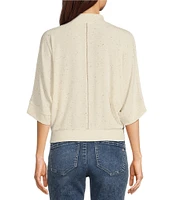 Democracy Knit Mock Neck Elbow Dolman Sleeve Top