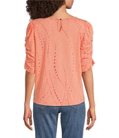 Democracy Knit Printed Scoop Neck Elbow Sleeve Top