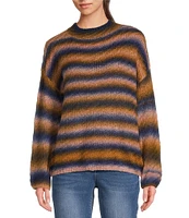 Democracy Ombre Stripe Funnel Neck Long Sleeve Pullover Sweater