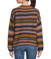 Democracy Ombre Stripe Funnel Neck Long Sleeve Pullover Sweater