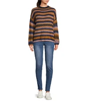 Democracy Ombre Stripe Funnel Neck Long Sleeve Pullover Sweater