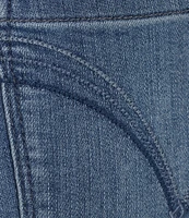 Democracy Petite Size #double;Ab#double;solution® High Rise Embroidered Straight Slim Leg Fray Hem Jeans