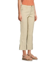 Democracy Petite Size #double;Ab#double;solution High-Rise Kick Flare Leg Side Slit Hem Cropped Jeans