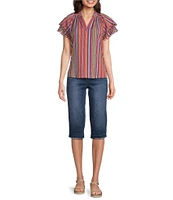 Democracy Petite Size #double;Ab#double;solution® Mid-Rise Fray Hem Skimmer Jeans