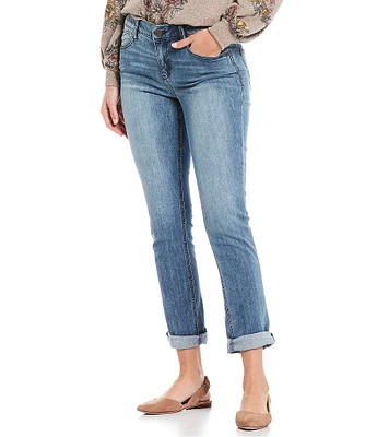 Democracy Petite Size #double;Ab#double;solution® Rolled Hem Mid Rise Cropped Girlfriend Jeans