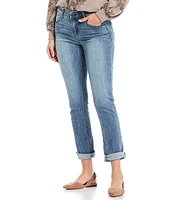 Democracy Petite Size #double;Ab#double;solution® Rolled Hem Mid Rise Cropped Girlfriend Jeans