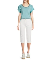 Democracy Petite Size #double;Ab#double;solution® Stretch Straight Leg Skimmer Fray Hem Jeans