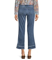 Democracy Petite Size Stretch Kick Flare Double Layer Fray Hem Crop Jeans