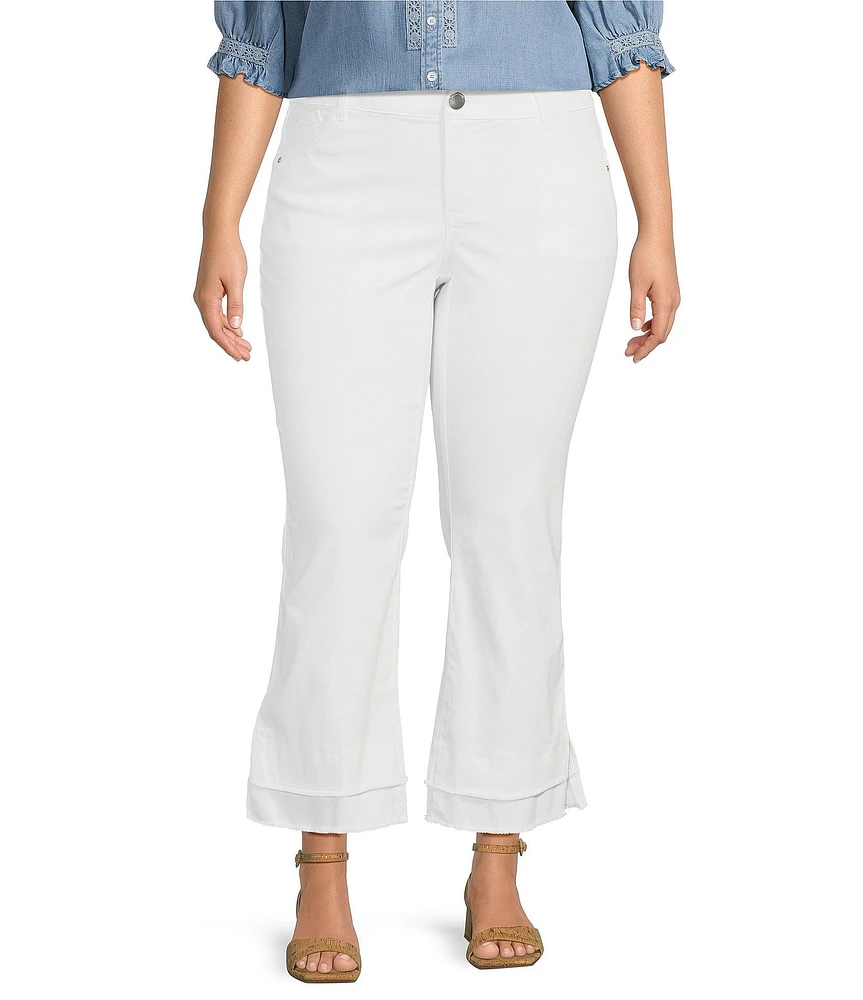 Democracy Plus Size #double;Ab#double;solution® Kick Flare Double Layer Fray Hem Crop Jeans