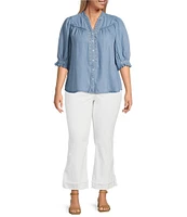 Democracy Plus Size #double;Ab#double;solution® Kick Flare Double Layer Fray Hem Crop Jeans