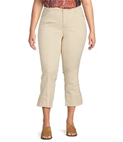 Democracy Plus Size #double;Ab#double;solution High-Rise Kick Flare Leg Side Slit Hem Cropped Jeans