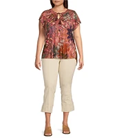 Democracy Plus Size #double;Ab#double;solution High-Rise Kick Flare Leg Side Slit Hem Cropped Jeans