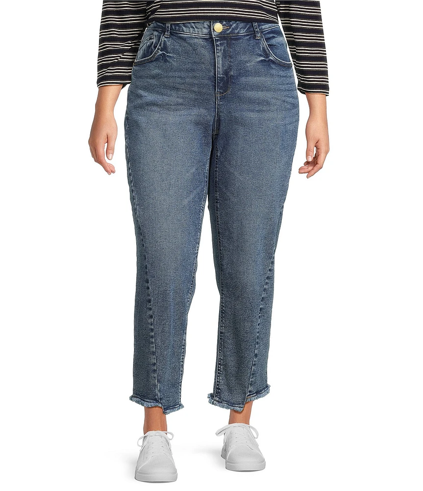 Democracy Plus Size #double;Ab#double;solution® High Rise Straight Leg Frayed Hem Ankle Jeans