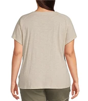 Democracy Plus Size Embroidered Fruit Crew Neck Short Sleeve Boy Tee Top
