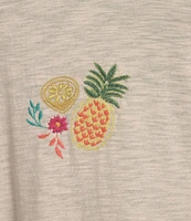 Democracy Plus Size Embroidered Fruit Crew Neck Short Sleeve Boy Tee Top