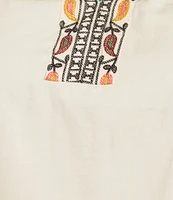 Democracy Plus Size Floral Embroidered Ruffle Split V-Neck Short Batwing Sleeve Top
