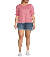 Democracy Plus Size High Rise Rolled Cuff Hem Stretch Denim Shorts