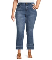 Democracy Plus Size Stretch Kick Flare Double Layer Fray Hem Crop Jeans