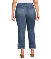 Democracy Plus Size Stretch Kick Flare Double Layer Fray Hem Crop Jeans