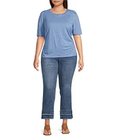 Democracy Plus Size Stretch Kick Flare Double Layer Fray Hem Crop Jeans