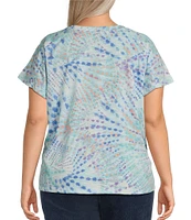 Democracy Plus Size Tie-Dye Knit Crew Neck Short Sleeve Boyfriend Tee Shirt