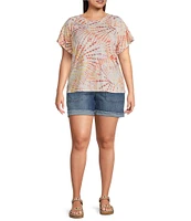 Democracy Plus Size Tie-Dye Knit Crew Neck Short Sleeve Boyfriend Tee Shirt