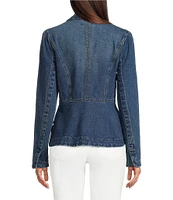 Democracy Point Collar Long Sleeve Peplum Denim Jacket