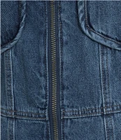 Democracy Point Collar Long Sleeve Peplum Denim Jacket