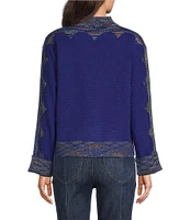 Democracy Space-Dye Frame Print Mock Neck Long Sleeve Sweater