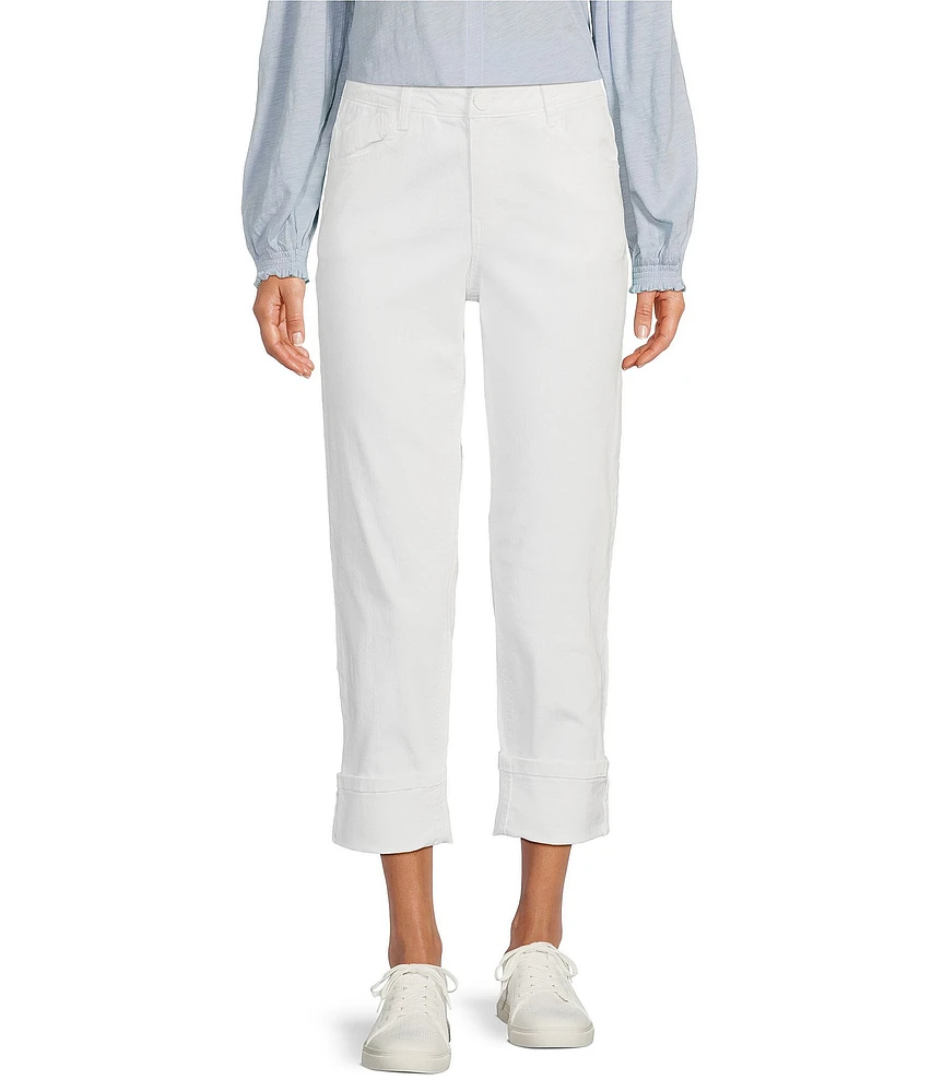 Democracy Stretch Flex-Ellent Straight Leg Roll-Up Hem Cropped Girlfriend Pants