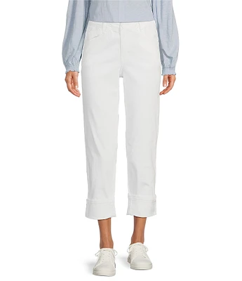 Democracy Stretch Flex-Ellent Straight Leg Roll-Up Hem Cropped Girlfriend Pants