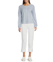Democracy Stretch Flex-Ellent Straight Leg Roll-Up Hem Cropped Girlfriend Pants