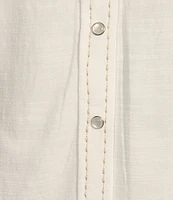 Democracy Woven Point Collar 3/4 Sleeve Shirt