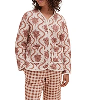 Desmond & Dempsey Alpen Floral Long Sleeve Reversible Jacket Quilted Lounge Set