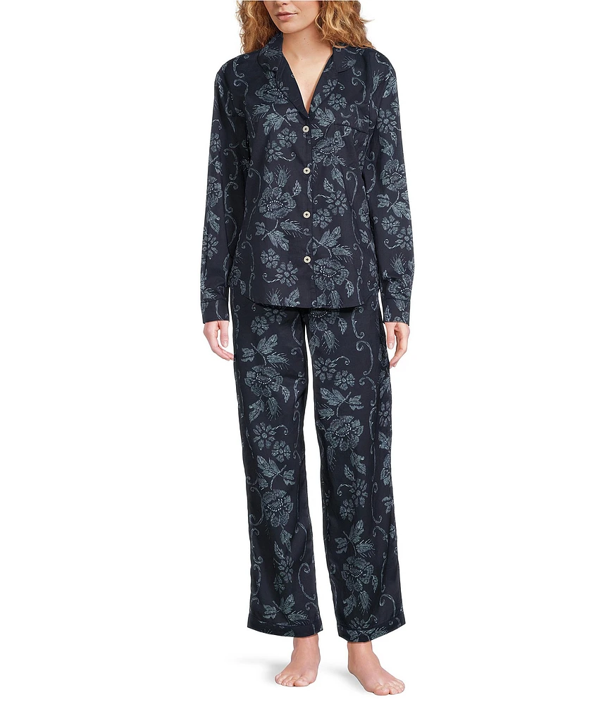 Desmond & Dempsey Dorthea Woven Floral Print Long Pajama Set