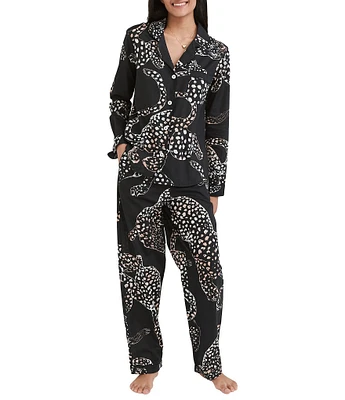 Desmond & Dempsey Jaguar Woven Long Pajama Set