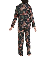 Desmond & Dempsey Soleia Leopard Woven Long Pajama Set