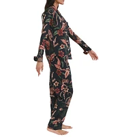 Desmond & Dempsey Soleia Leopard Woven Long Pajama Set