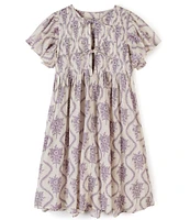 Desmond & Dempsey Woven Alpen Floral Short Sleeve Round Neck Nightgown