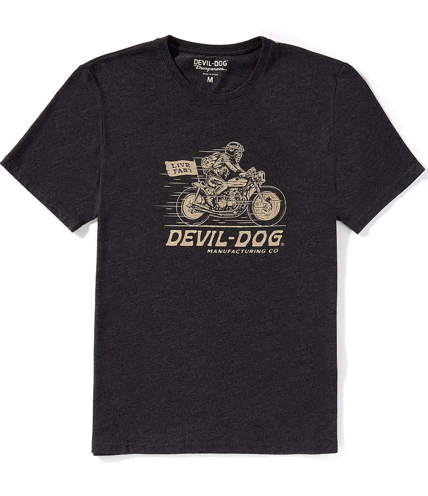 Devil-Dog Dungarees Life Fast Flag Bike Graphic T-Shirt