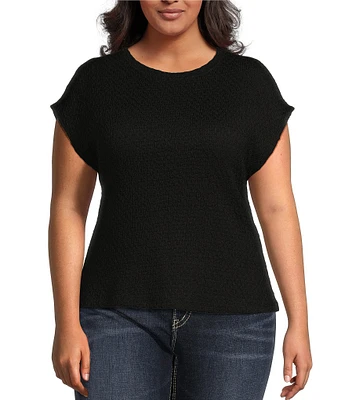 Dex Clothing Plus Cap Sleeve Textured Top