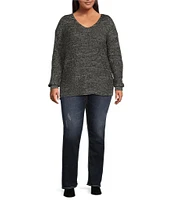 Dex Clothing Plus Long Sleeve Beveled-Hem Sweater