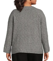 Dex Clothing Plus Long Sleeve Crew Neck Cable Knit Sweater