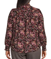 Dex Clothing Plus Long Sleeve Floral Woven Blouse