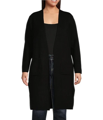 Dex Clothing Plus Long Sleeve Open-Front Long Cardigan