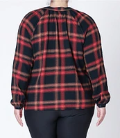 Dex Clothing Plus Size Long Sleeve Plaid Textured Woven Shirt