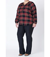 Dex Clothing Plus Size Long Sleeve Plaid Textured Woven Shirt